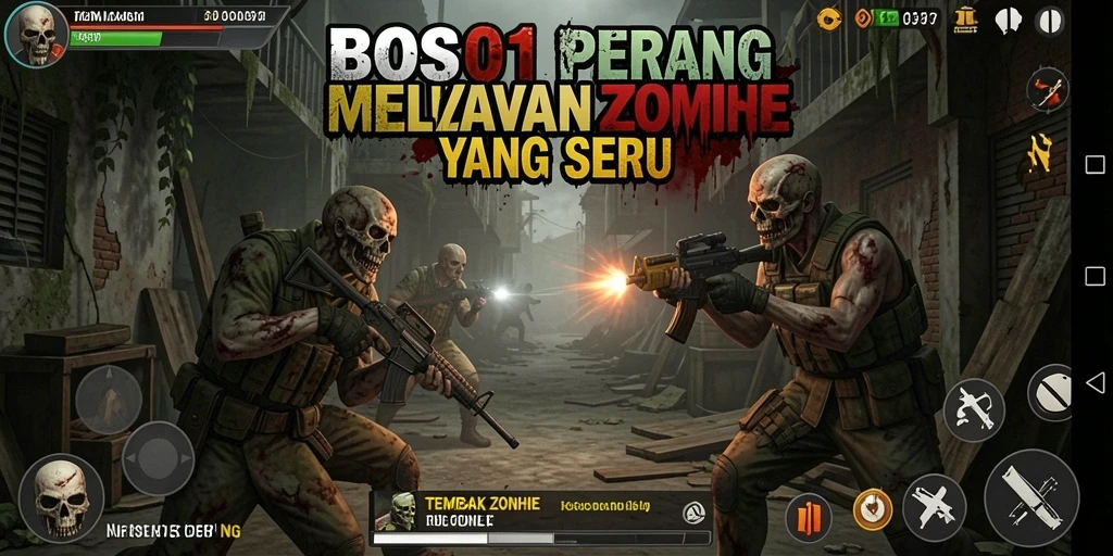 Tampilan antarmuka BOS01 saat menghadapi serangan zombie.