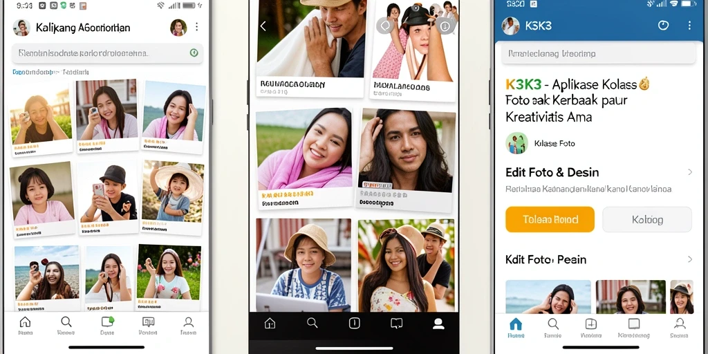 Tampilan kolase foto yang menarik dari aplikasi K3K3.
