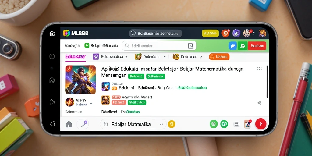Antarmuka aplikasi MLBB8 yang interaktif untuk belajar matematika.