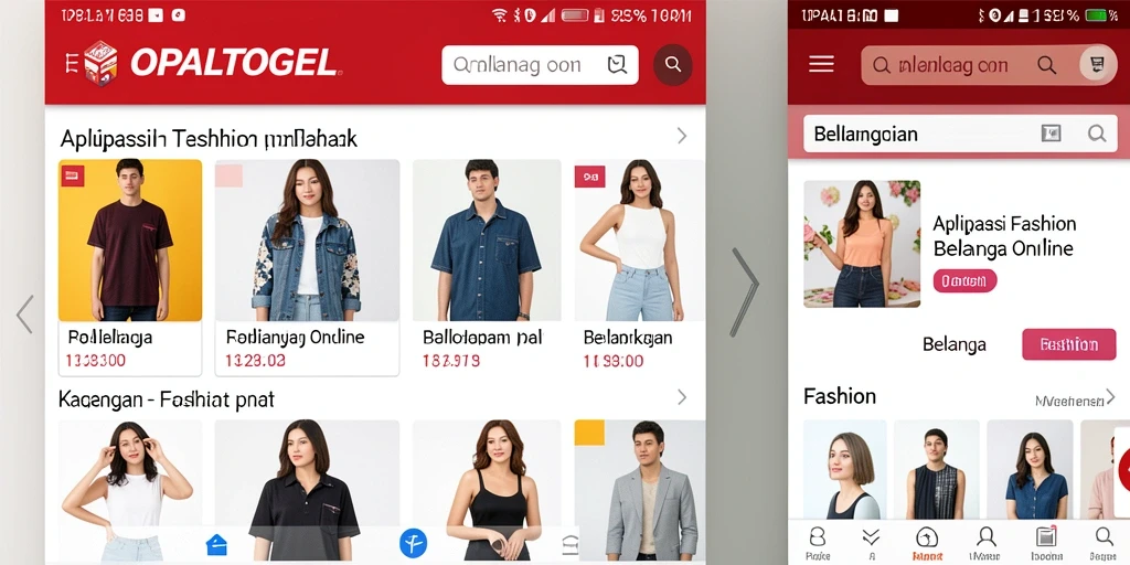 Tampilan antarmuka pengguna aplikasi OPALTOGEL untuk belanja fashion.