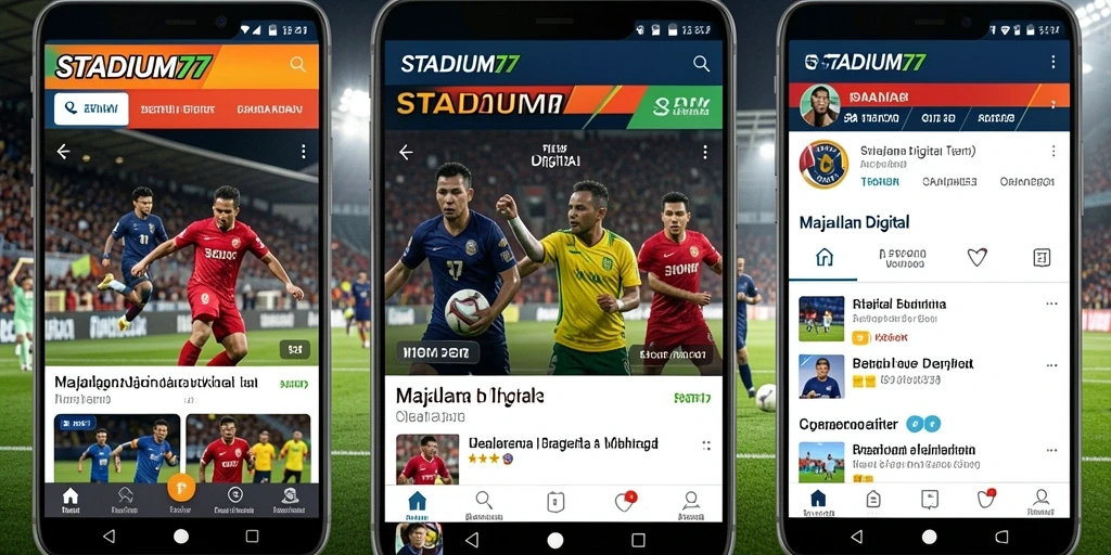 Antarmuka STADIUM77 menampilkan berita olahraga terbaru dan menarik.