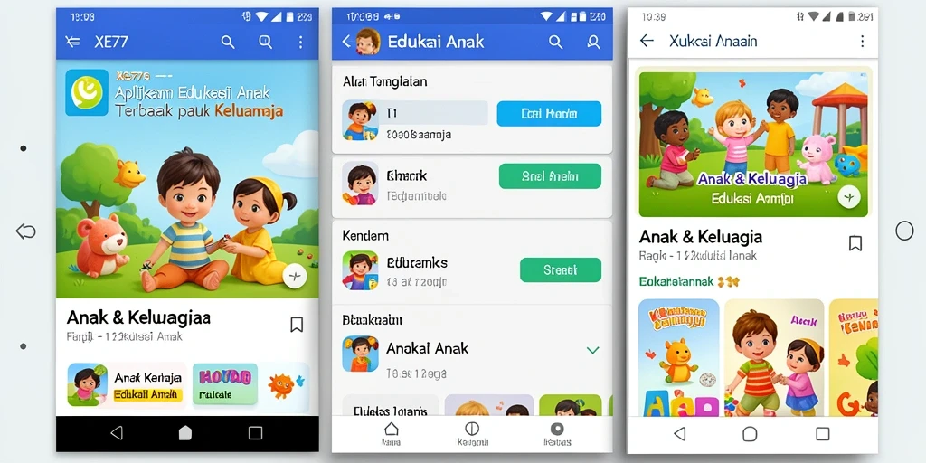 Tampilan antarmuka menarik aplikasi edukasi anak XE77.
